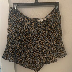 She + Sky Black and Yellow Floral Skirt